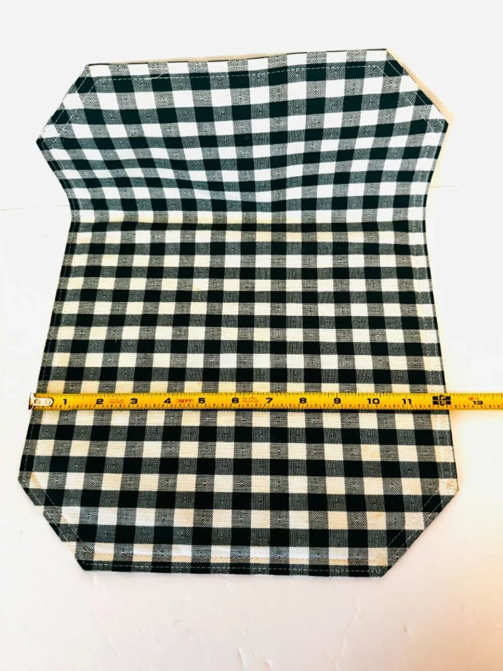 Placemats 17x12 Gingham Pattern Cloth Sturdy Green White Set 6 Octagonal Cotton